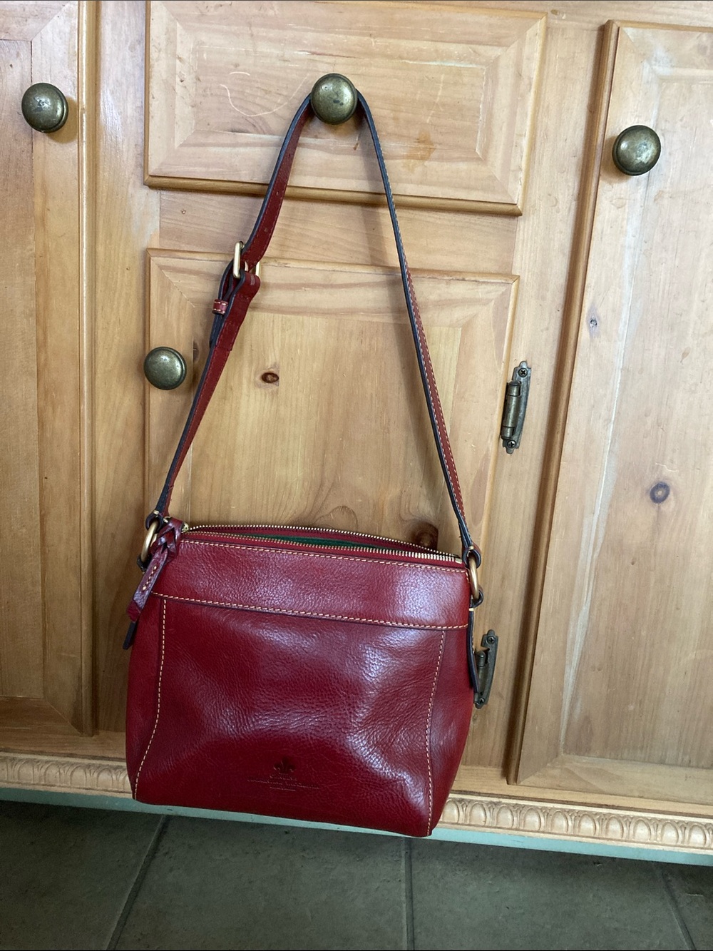 Dooney & Bourke Burgundy Leather Crossbody with Brass Hardware - Picture 4 of 14